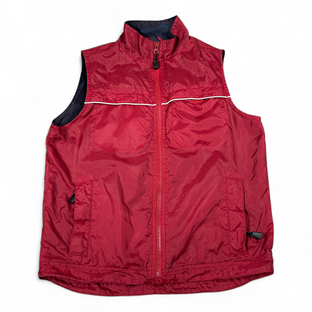 Vintage Gap Vest Adult SMALL Red Windbreaker Shell Piping Vented Mesh 90s